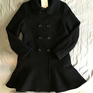 Kate Spade Flounce Hem Wool Peacoat